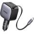 UGREEN 60W Car Charger with Retractable Cable, 3-Port Fast Charger with 30W PD USB-C, USB-A, Cigarette Lighter Adapter Compatible with iPhone 17 16 15, Galaxy S25 S24, iPad, GPS, 12V Car Accessories